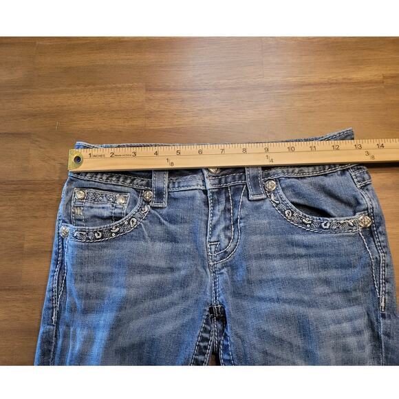 Miss Me Y2K Grunge Cowboy Skinny Jeans Sz 26 Embroidered Flap Pocket - Picture 9 of 12